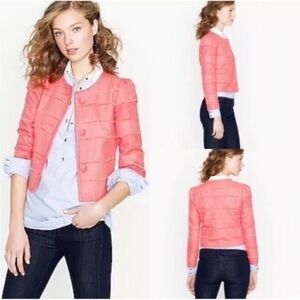 J. Crew Fringe Trim Coral Blazer Size 4